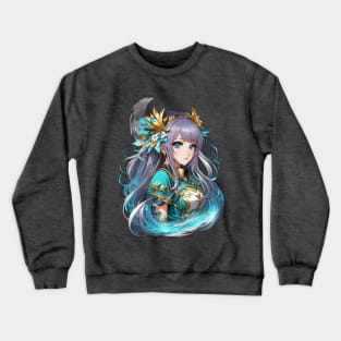 Whispers of Cetus: Enigmatic Anime Character Art Crewneck Sweatshirt